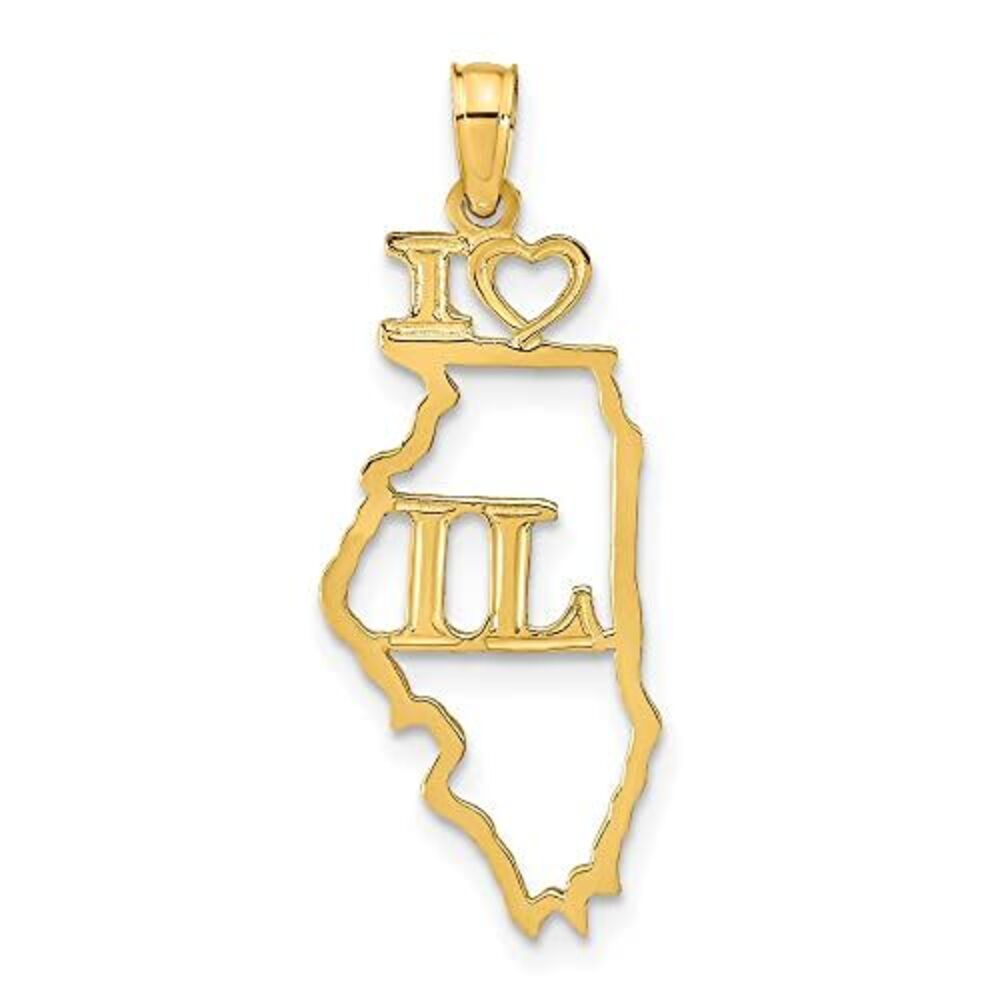 10k Yellow Gold Solid Illinois State Pendant - image 5